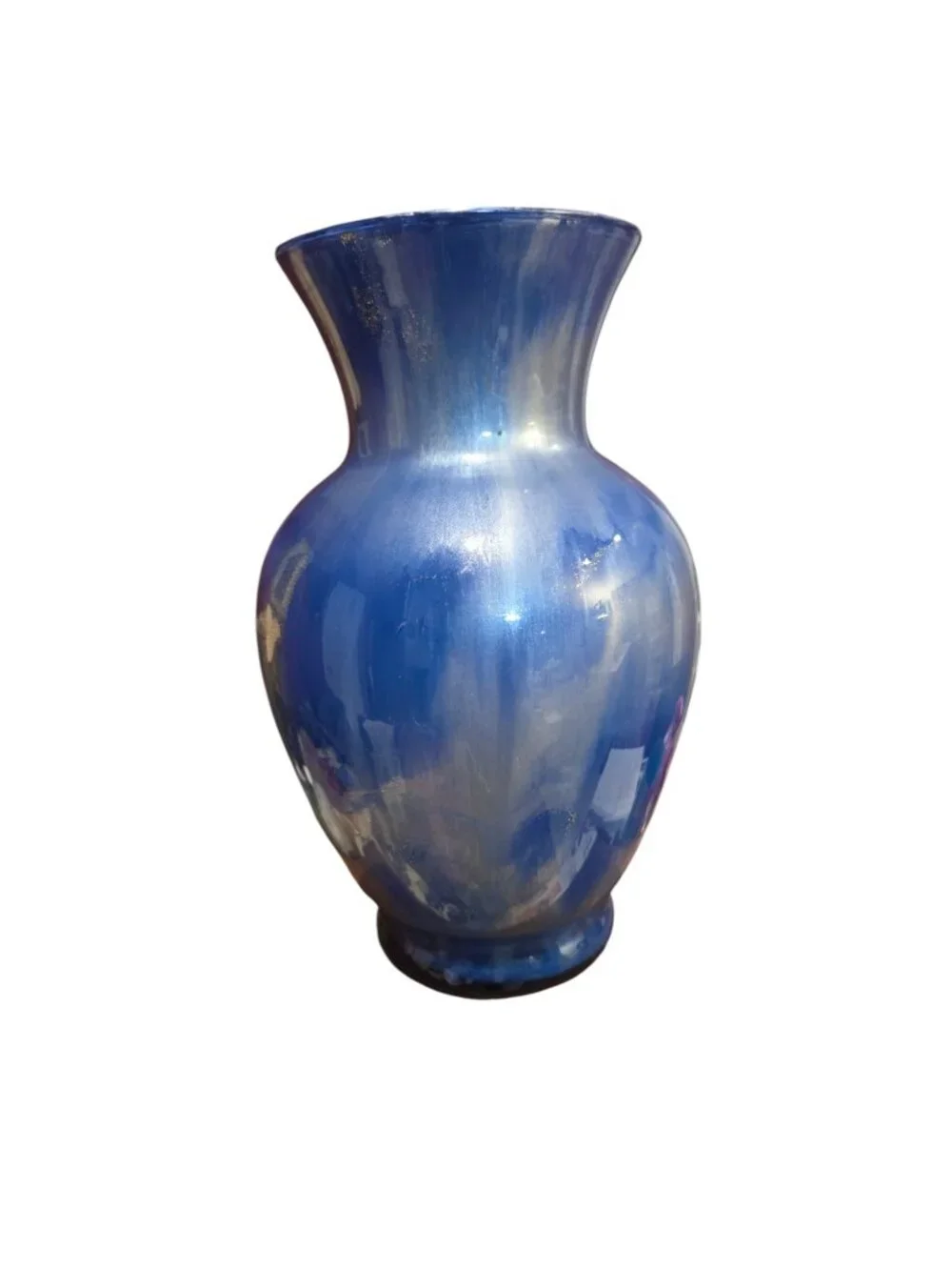 Fluid Art Acrylic Pour Glass Vase • Blue and Silver • Abstract Home Decor • OOAK